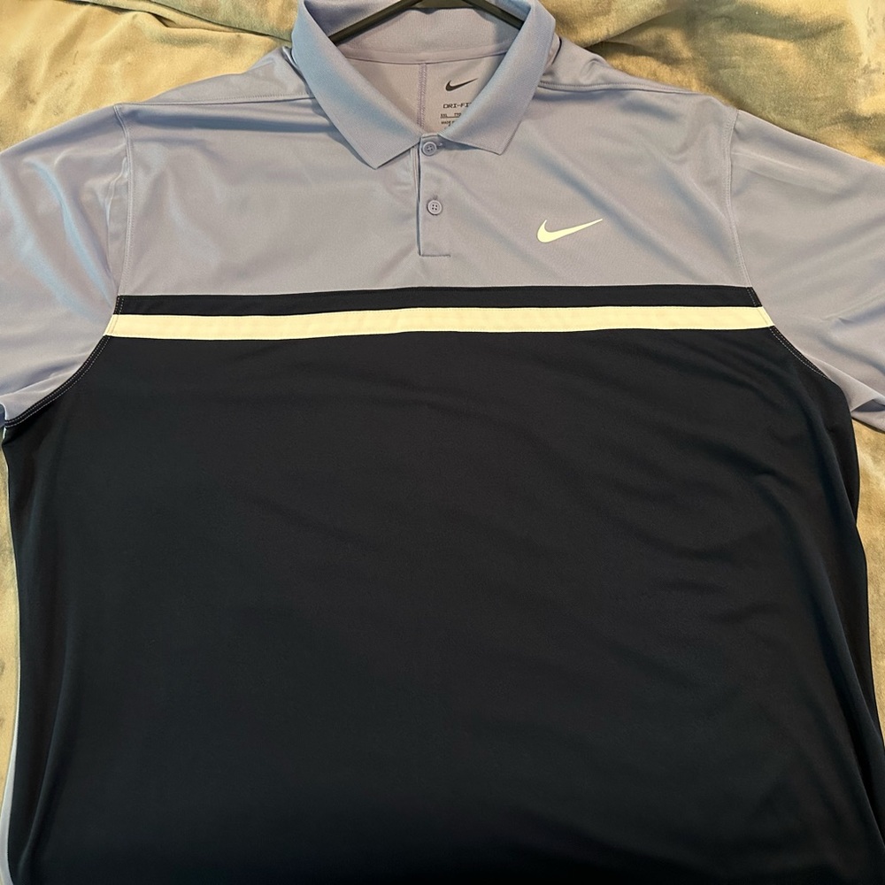 Nike Men's Purple and Blue Polo Performance Golf Shirt